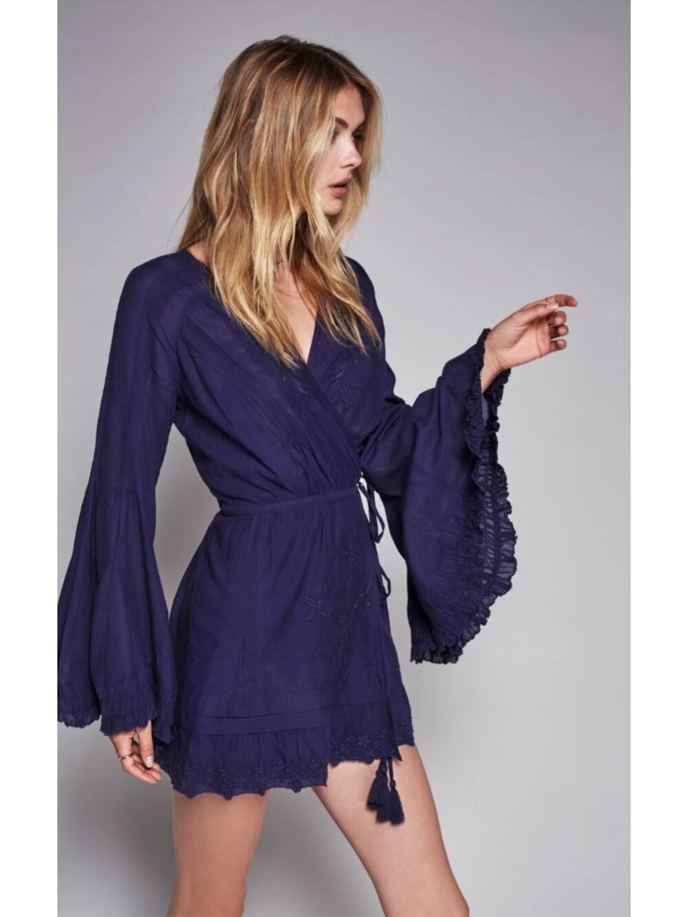 Free People Navy Mini Wrap Dress